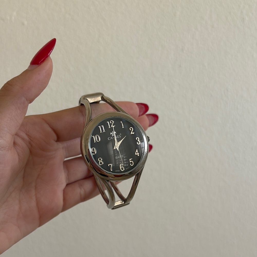 Cannes Silver Watch with Black Dial